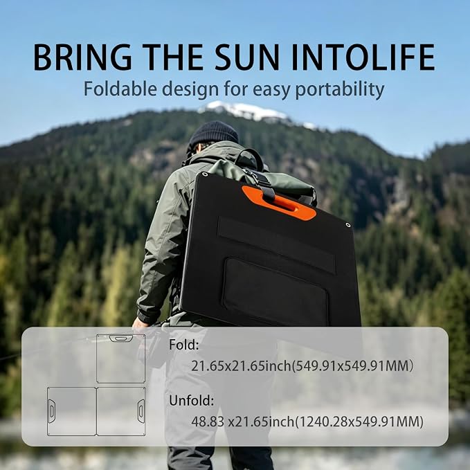 100W Portable Solar Panel, Monocrystalline ETFE Solar Charger with 23.5% High Conversion Efficiency, Foldable Solar Panel with MC4 Output for Portable Power Station, Camping, RV, Outdoor Emergency
