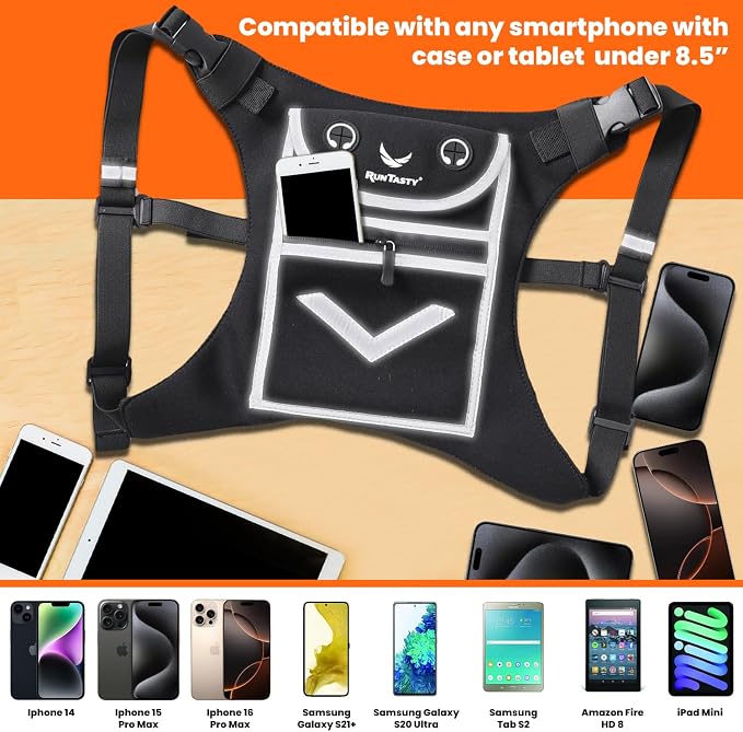 Running Mini Backpack Vest for Men & Women - Hi-viz gear, Holds Valuables, any Phone - Ideal for Fitness, Walking, Cycling!
