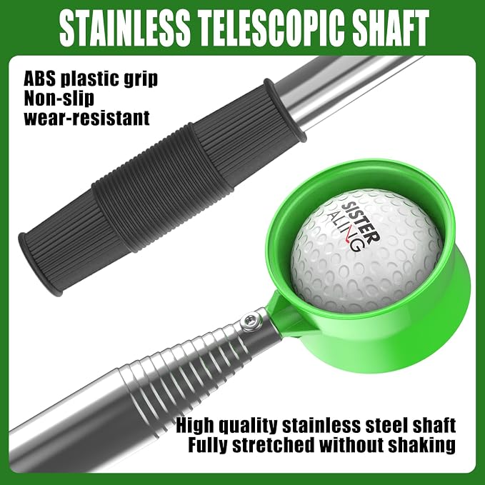 Golf Magnetic Alignment Rods and 9ft/12ft Water Telescopic Golf Ball Retriever