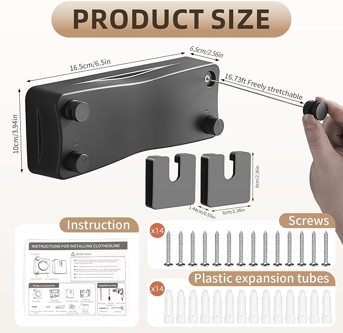 Anti-Sag Retractable Clothesline 40LB Capacity - 201in Stainless Steel Laundry Line for Indoor Outdoor, Wall Mounted Space Saving Easy Install (Gray, Double Lines)