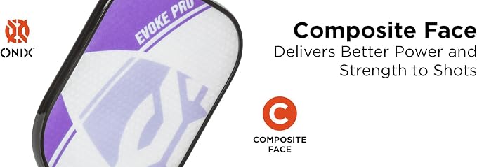 Onix Evoke Pro Composite Face Incredible Touch Maximum Control and Spin Pickleball Paddle – Polypropylene Honeycomb Core with Protective Edge Guard Widebody Shape
