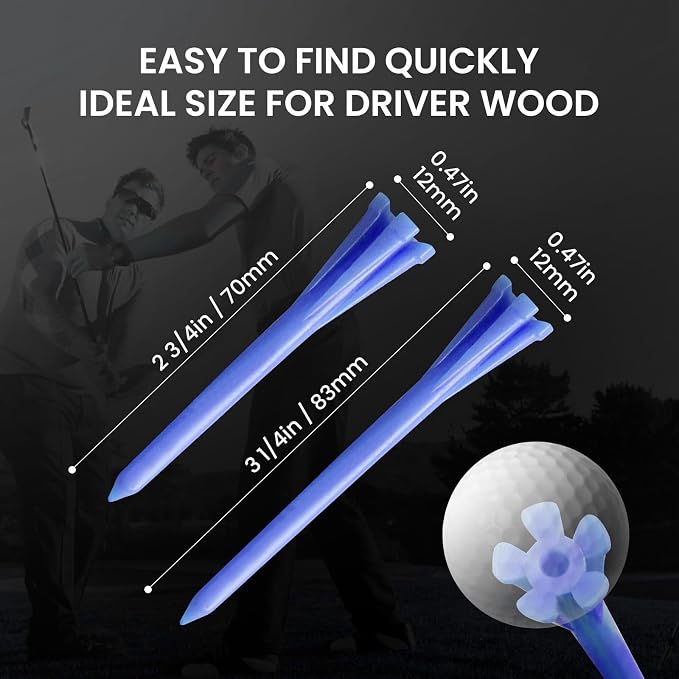 FINGER TEN Golf Tees Plastic Unbreakable Easy to Find Bulk Value 200/500/1000 Count, 2 3/4 3 1/4 Inch Tee Driving Range Reduce Friction, Green Red White USA Flag Practice
