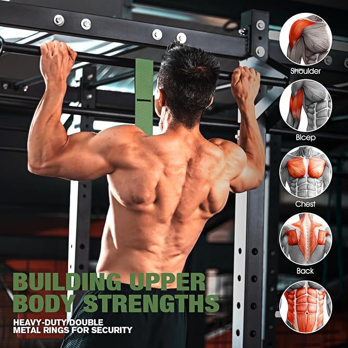 Ayombo Pull Up Assistance Bands, Resistance Bands for Pull Up Bar Workout, Adjustable Heavy Duty Pull Up Assist Equipment with 4 Assistance Bands, Home Gym Fitness Exercise Strength Training