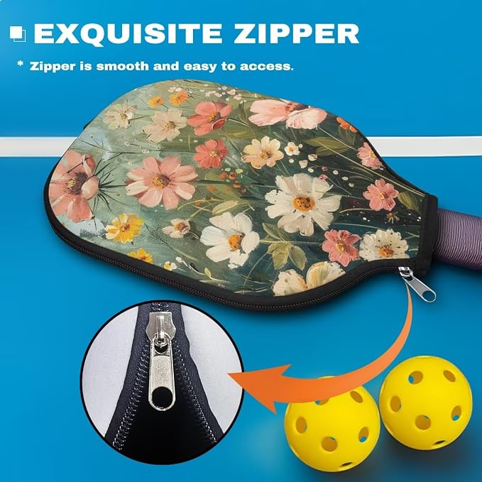 Pickleball Paddle Covers Only for Men and Women Zipper Closure Protection and Decoration