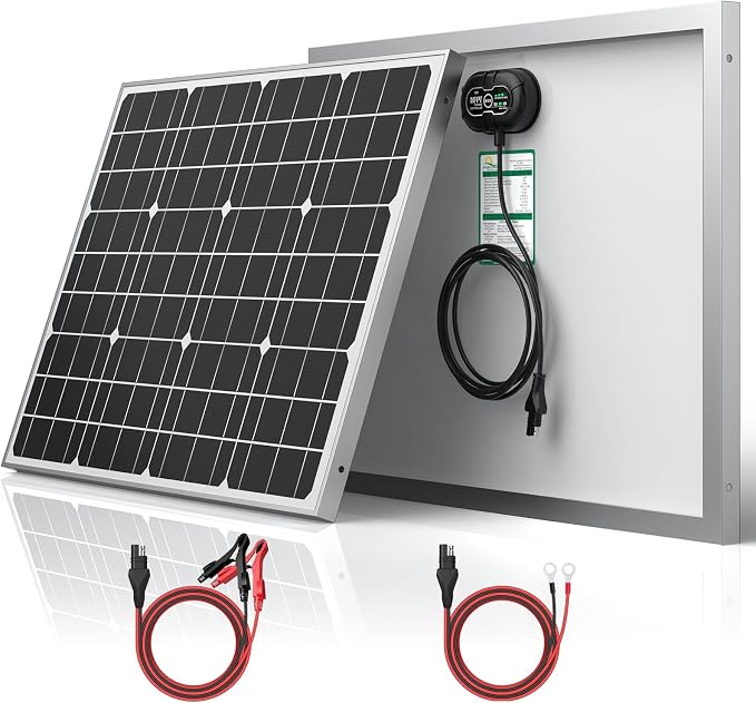 SUNER POWER 12V 50W Solar Panel Battery Charger Ultra, Built-in UltraSmart MPPT Charge Controller, Waterproof 50 Watt Solar Battery Maintainer for 12Volt AGM, Deep Cycle, Lead-Acid, Lifepo4 Battery
