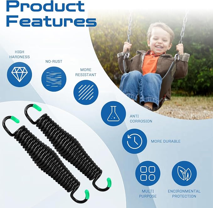 2Pack Premium Porch Swing Springs,1300lb Heavy Duty Springs, Rust Resistant Swing Springs, Spring for Swing Hammock Hanging Chair Spring for Hammock Spring,Porch Swings,Indoor Outdoor Hanging Kit