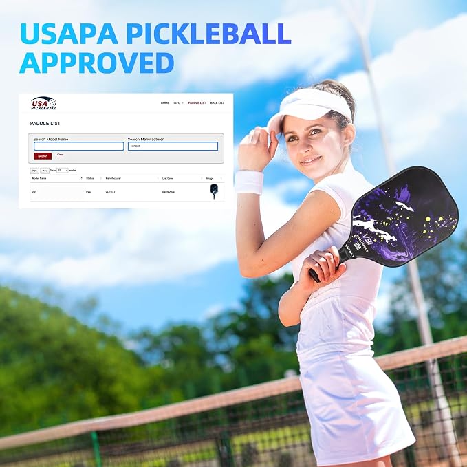 Pickleball Paddles Set of 2/4, USAPA Approved Carbon Fiber Surface Pickle Ball Set - 14mm PP Honeycomb Core of Lightweight Pickleball Rackets -Suitable for Beginners' Training and Game（Blue）