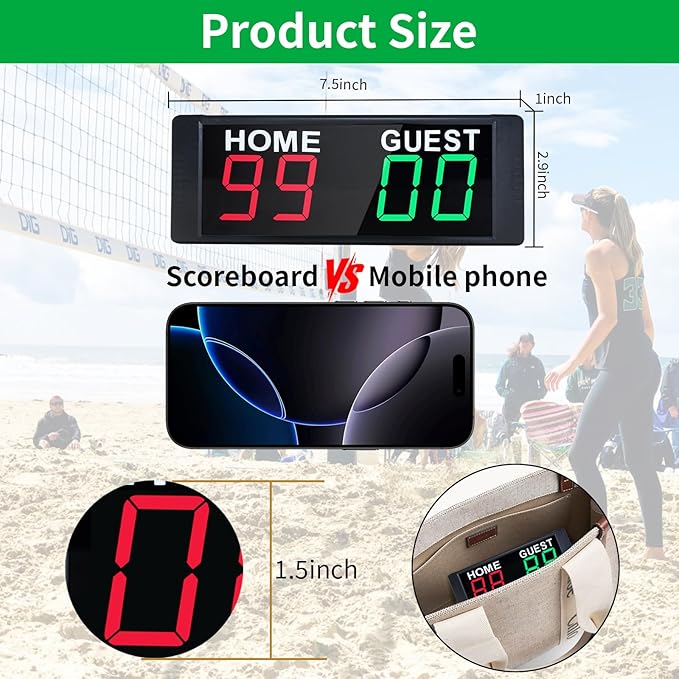 YZ LED Portable Digital Scoreboard, Tabletop Electronic Scoreboard with Remote, Score Keeper for Games Cornhole/Basketball/Ping Pong/Baseball/Tennis/Volleyball Indoor Outdoor