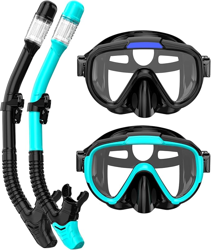 Seovediary Snorkel Set Adults Snorkeling Gear Anti-Fog Panoramic View Swim Mask Dry Top Snorkel Kit with Carry Bag for Snorkeling Scuba Diving Swimming Travel