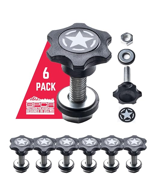 GP Star Thumb Screws, M8 Bolt Set for Easy Jeep Top Removal Lift & Cargo Cover Installation, Compatible with Tie Downs, Jeep Wrangler Accessories for Jeep Wrangler, 6 Packs - GPCA