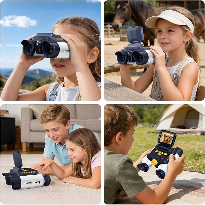Binoculars for Kids with Night Vision - 48MP FHD Digital Camera Binoculars STEM Toy with 2.4" IPS Screen, 10X Optical Zoom, Rechargeable for 4-12 Years Boys & Girls Birthday Gift Outdoor Bird Watching