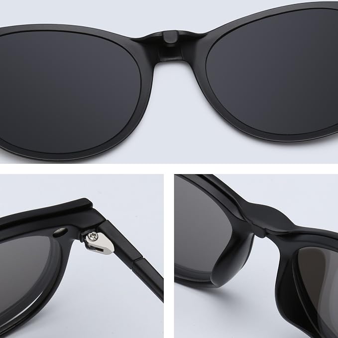 JIM HALO Magnetic 5Pcs Polarized Clip-on Sunglasses Plastic Frame for Night Driving