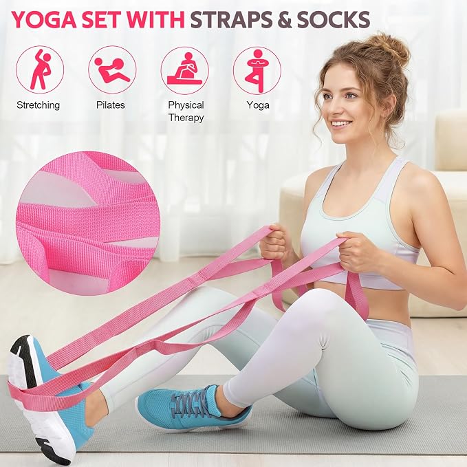 WALITO 15 PCS Pilates Kit, Adjustable Pedal Resistance Band with Handle, Figure 8 Resistance Band for Exercise Women, At Home Workout Equipment Set with Yoga Ball & Booty Bands for Full Body Gym