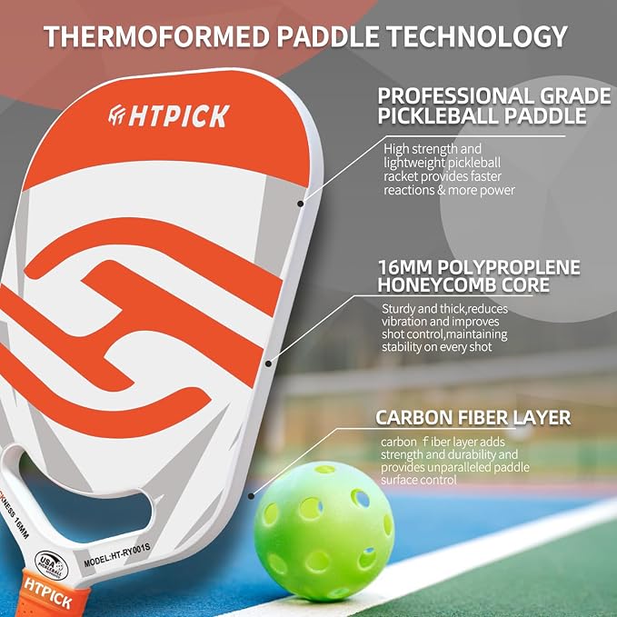 Pickleball Paddles | T700 Carbon Fiber Pickleball Paddle with Aero Throat | Hot-Press Moulding | 16mm Polymer Core | Specifically Engineered for Swing Speed and Manoeuvrability