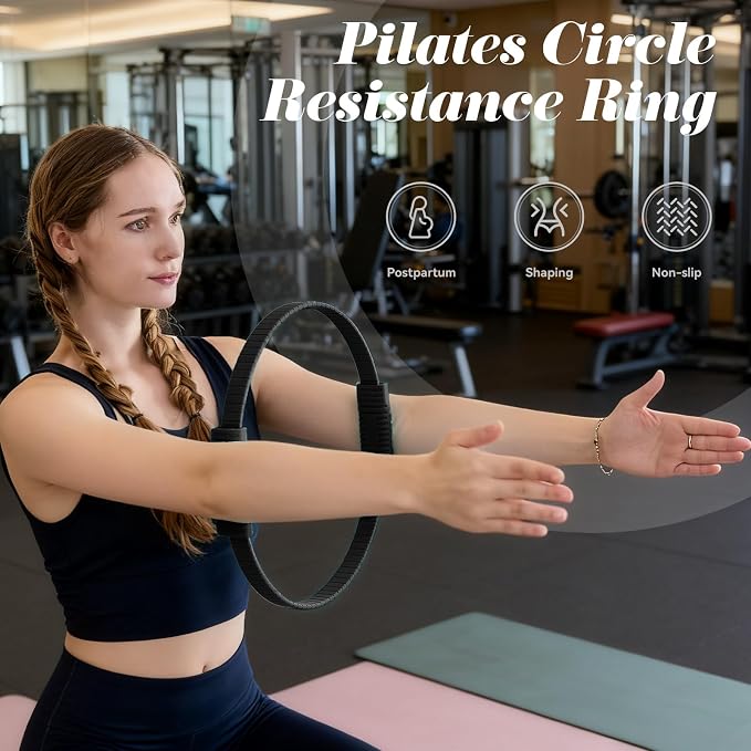 SUBCULTUREPICK Pilates Ring, Silicone Magic Pilates Rings, Lightweight & Durable Flexible Fitness Circle Exercise Equipment for Toning Arms, Thighs,Legs, Core,Yoga & Physical Therapy