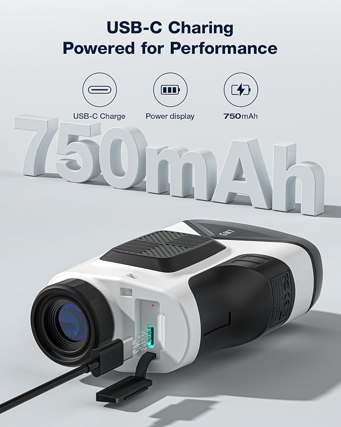 Golf Rangefinder with Slope, 7X Magnification Golf Range Finder, 1200 Yards Range Finder Golf, Magnetic Laser Rangefinder with IP54 Waterproof, Rechargeable and Flag Pole Locking Vibration
