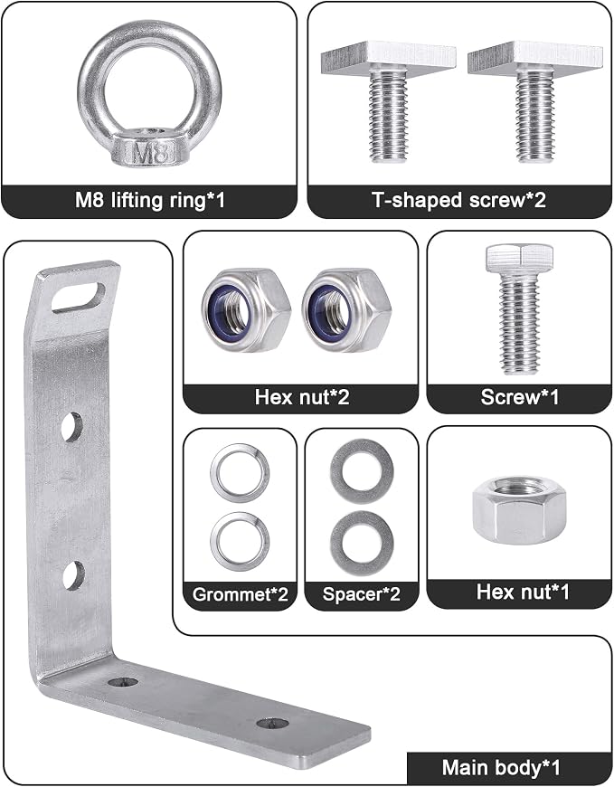 Load Stops Replacement T-Slot Truck Cross Bar, 304 Stainless Steel Roof Rack Brackets, Easy Install No Drilling, for Ladders, Kayaks, Skis, Pickup Truck & SUV Owners – 4 Pack