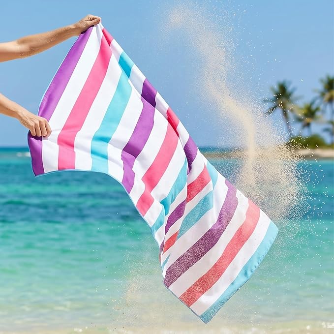 Exclusivo Mezcla Microfiber Quick Dry Beach Towel, Large Lightweight Sandfree Pool Towel for Swimming Camping Travel with Bag (Purple, 30x60 Inches)