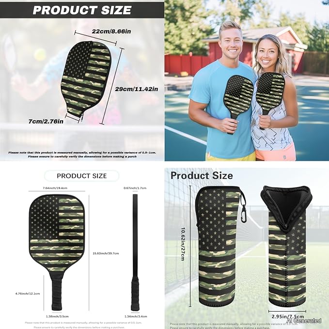 Pickleball Paddles Set 3PCS Pickleball Paddle Case Pickleball Racket Pickleball Bag Ideal for Beginners Gifts