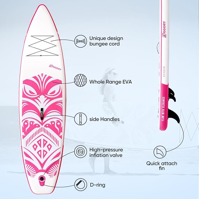Inflatable Paddle Board,Stand Up Paddle Board Set, Extra Wide SUP Board with Removable Fin, Floating Paddle, Hand Pump, Waterproof Phone Pouch,Traveling Board