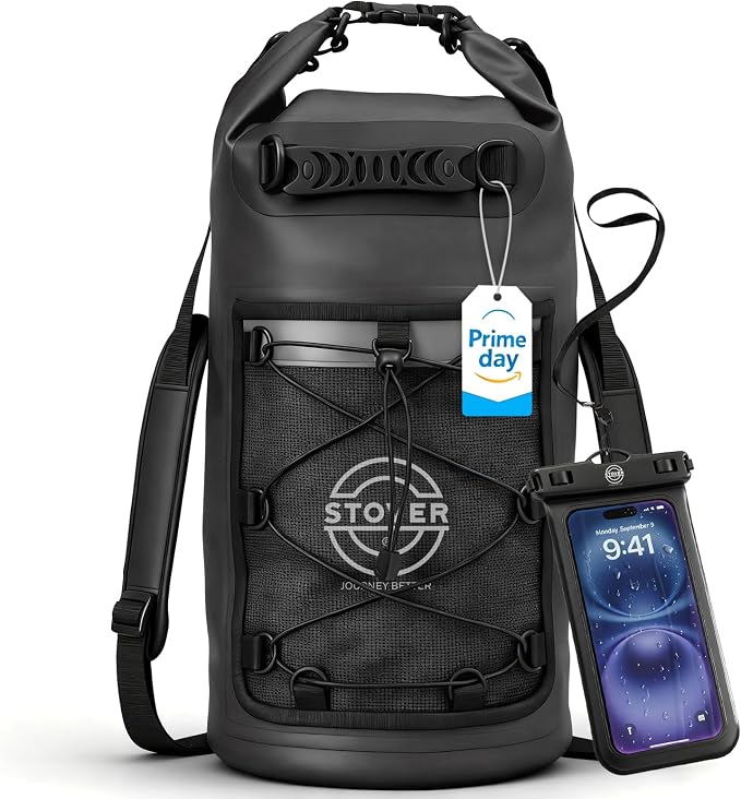 STOVER 5/10/25/30/40/55L Waterproof Dry Bag- Roll-Top Backpack w/Phone Case- Kayaking, Hiking, Camping, Boating- Men/Women