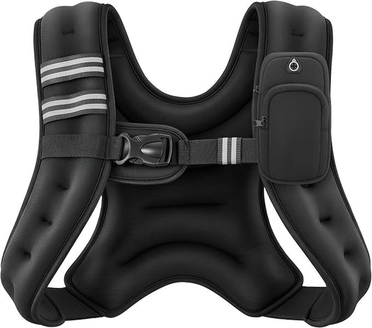 ZELUS Weighted Vest, 6lb/8lb/12lb/16lb/20lb/25lb/30lb Weight Vest with Reflective Stripe for Workout, Strength Training, Running, Fitness, Muscle Building, Weight Loss, Weightlifting