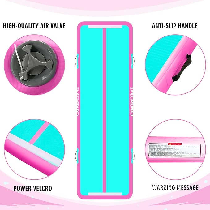Inflatable Air Gymnastics Mats for Tumbling, 10ft/13ft/16ft/20ft Tumble Track Tumbling Mats for Kids, 4/8 Inches Thick Training Mat with Electric Pump Gymnastics Equipment for Kids Mat