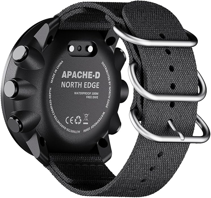 NORTH EDGE Apache-D Freediving Watch for Men, 100M Water Resistant Digital Outdoor Watch with 50M Dive Mode, Compass, Altimeter, Barometer, Thermometer, Pedometer, Rechargeable Hiking Watch