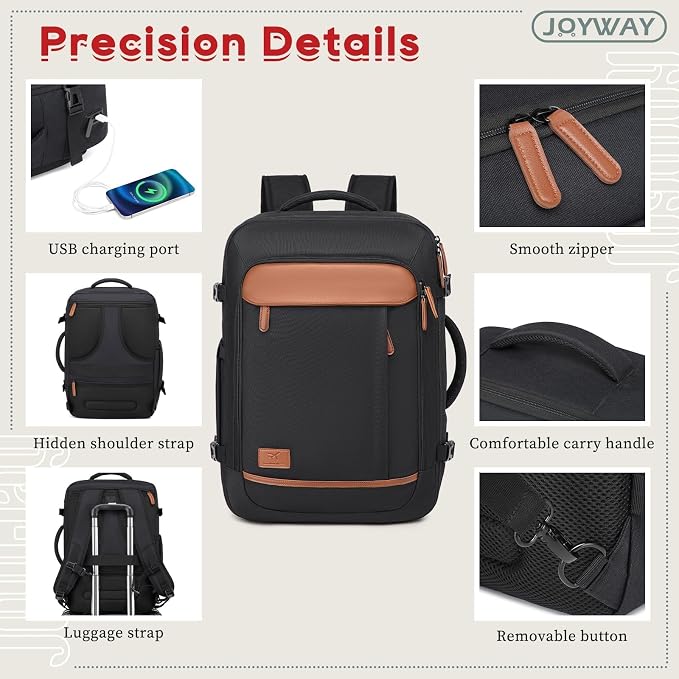 Joyway Expandable Luggage Sets 5 Piece, Lightweight Hard Shell Travel Suitcase Set with Spinner Wheels and TSA Lock, Black