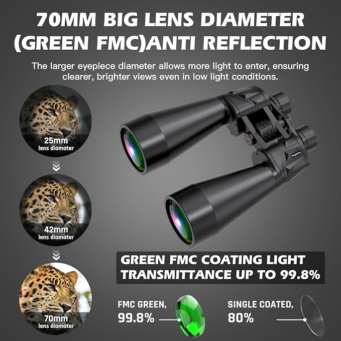 18x70 Astronomy Binoculars for Adults, High Powered Stargazing Binoculars with Superior Low-Light Performance, BAK4 Prism FMC Lens, Waterproof Long Distance Viewing with Phone & Tripod Adapter