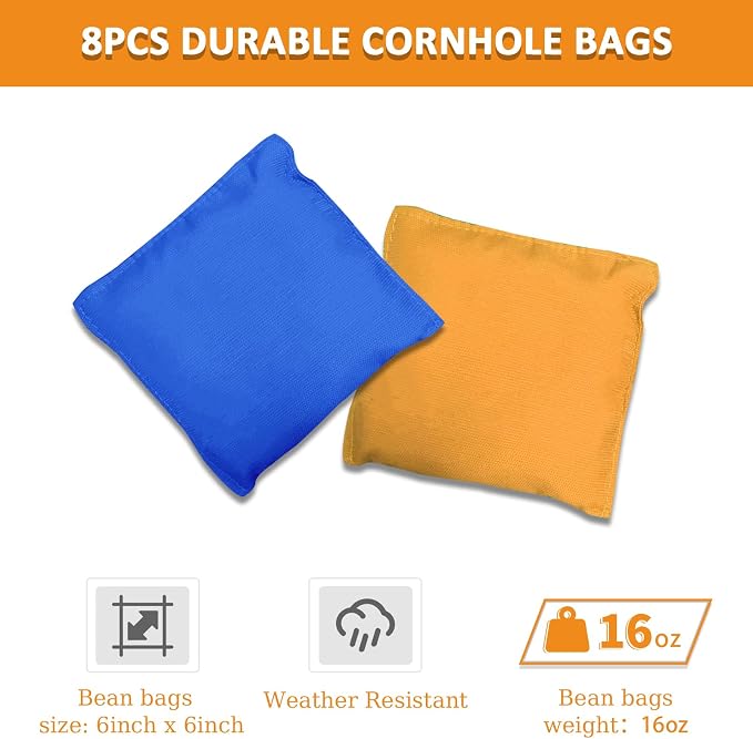 Cornhole Board Set, 3'x2' Cornhole Set, Corn Hole Boards Set, Lightweight Corn Hole Set Includes 2 Cornhole Boards, 8 Cornhole Bean Bags & Carry Case for Outdoor Games