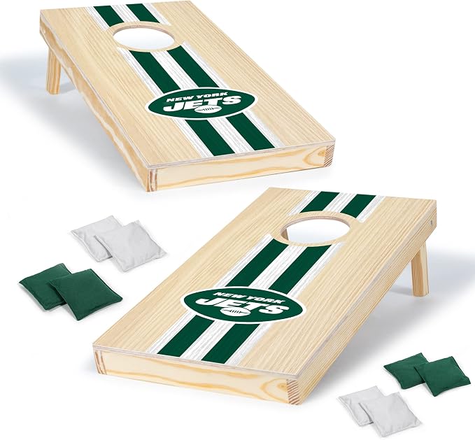 NFL Football Portable Size 1' x 2' Solid Wood Cornhole Set with Direct Print HD Team Graphics – Travel Size