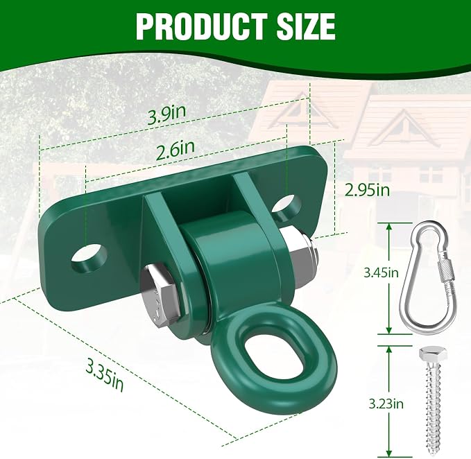 Swing Hangers with Bearing, Heavy Duty Porch Swing Hanging Kit for Outdoor Playground Tree Indoor Ceiling Mount Hardware Brackets with Snap Hooks for Yoga Hammock Punching Bag Accessories 8PCS Green