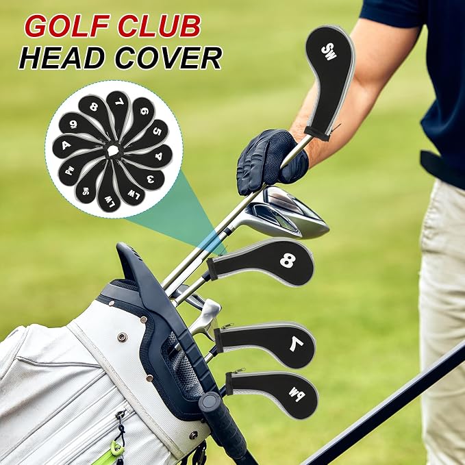PATIKIL Golf Club Head Cover, Number Golf Club Irons Covers Neoprene Driver Headcover Golf Lovers Gifts