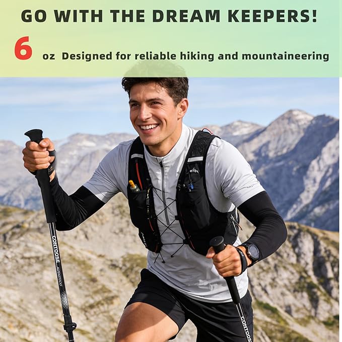 3K Carbon Fiber Trekking Poles & Walking Stick Retractable Lightweight for Hiking (1-PCS)