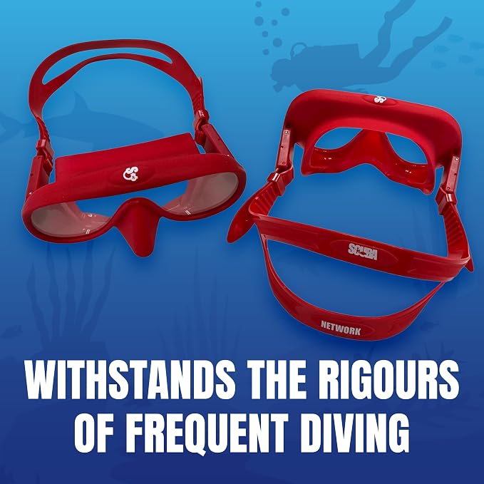 Spartacus Frameless Dive Mask, Ultra-Clear Low-Iron Glass, Wide View, Low Volume, 100% Silicone Skirt