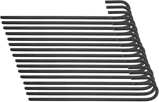 Pinnacle Mercantile 16 Pack Rebar Stakes J Hook Heavy Duty Steel Ground Anchors 16 inch Chisel Point End Made USA