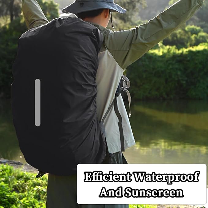 55-110L Waterproof Backpack Rain Cover, Ultralight Rucksack Rain Cover with Reflective Strip & Anti-Slip Cross Buckle Straps & Storage Pouch for Hiking Camping Outdoor Traveling