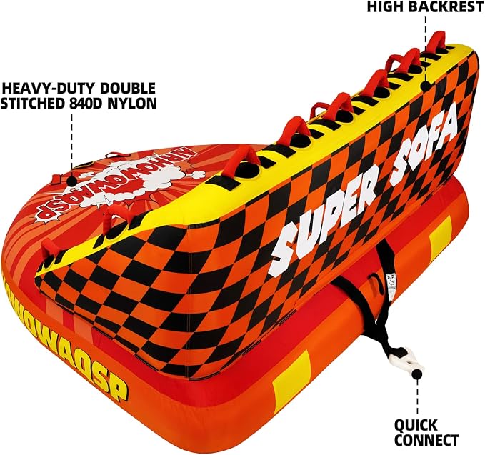 Super Sofa Towable Tubes for Boating 1-4 Person,Tubes for Boats,Inflatable Pull Boats/Boat Tube/Water Tube,Front&Back Tow Points with Heavy-Duty Thick Nylon Cover for Water Sports