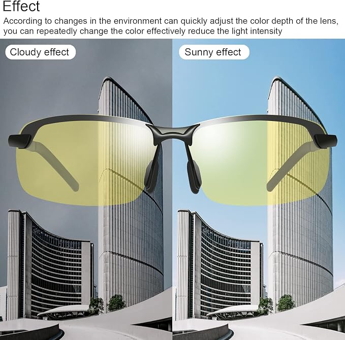 Polarized Photochromic Sunglasses for Men - UV Protection and Lightweight Sun Glasses for Driving Fishing