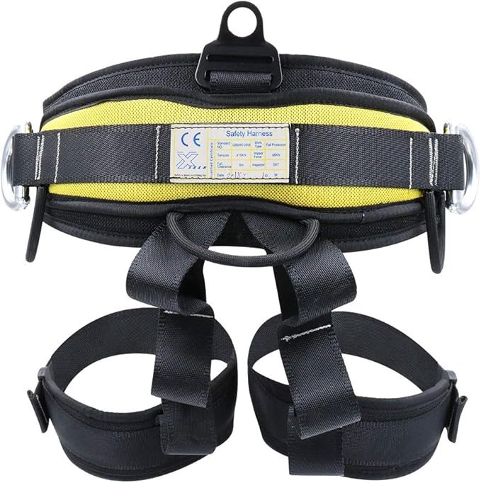 X XBEN Thicken Climbing Harness, Protect Waist Safety Harness Gear, Wider Half Body Harness for Roofing Fire Rescuing Rock Climbing Rappelling Tree Climb