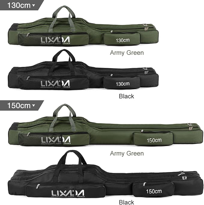 Lixada Fishing Rod Case, 3 Layers Oxford Fishing Rod Bag, Portable Foldable Fishing Pole Bag, Fishing Rod Carrier Fishing Tackle Storage Bag Travel Carry for Fishing Gear & Equipment