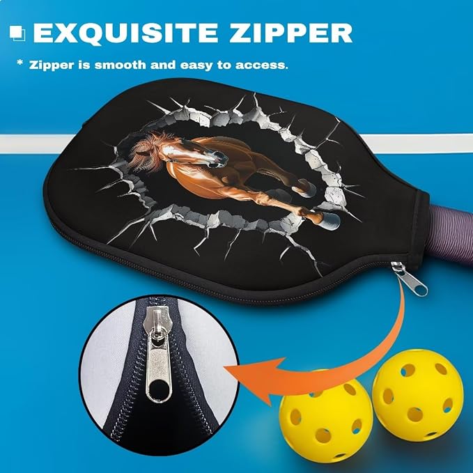 Horse Pickle Ball Paddle Covers Sunflower Hummingbird 1 Pcs Pickleball Paddle Cover Elongated Pickleball Racket Carry Sleeve with Zipper Paddle Case Fits Most Paddle