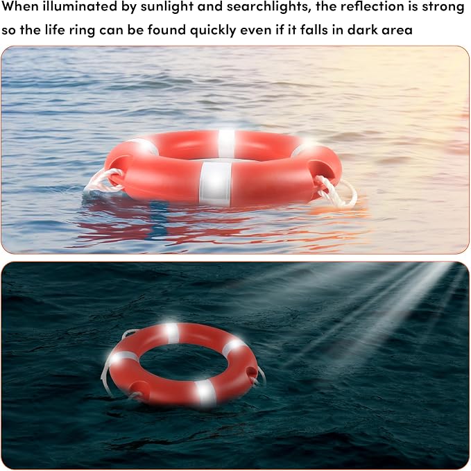 Life Ring 23"/28" Boat Safety Throw Rings with Water Floating Lifesaving Rope Life Preserver Ring Buoy with Reflective Tape & Grab Lines for Rescue Lifesaving - Orange