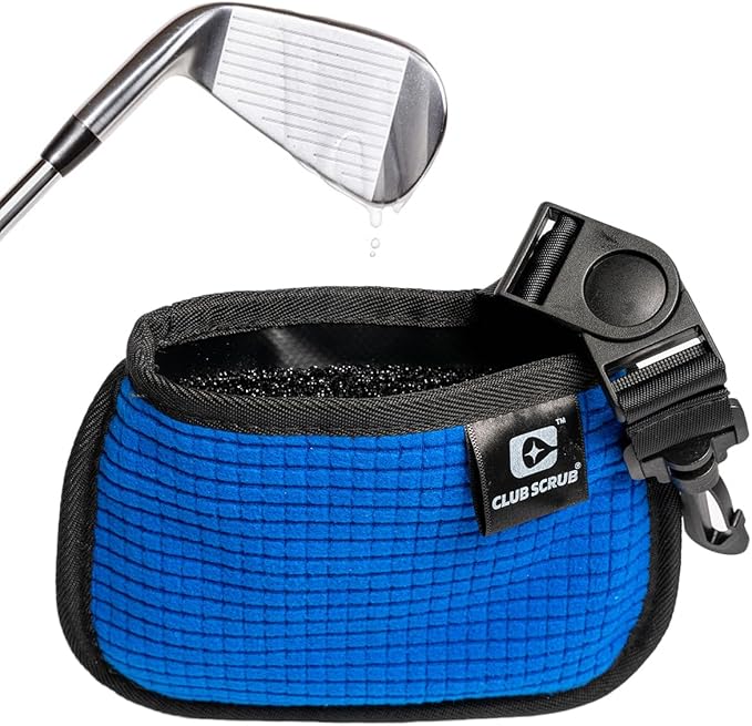 Club Scrub Mini, Golf Club and Golf Ball Cleaning Bag, Waterproof Clean Face Technology Liner, Detachable Clip, Machine Washable, Cleans Club Grooves, Dry Exterior