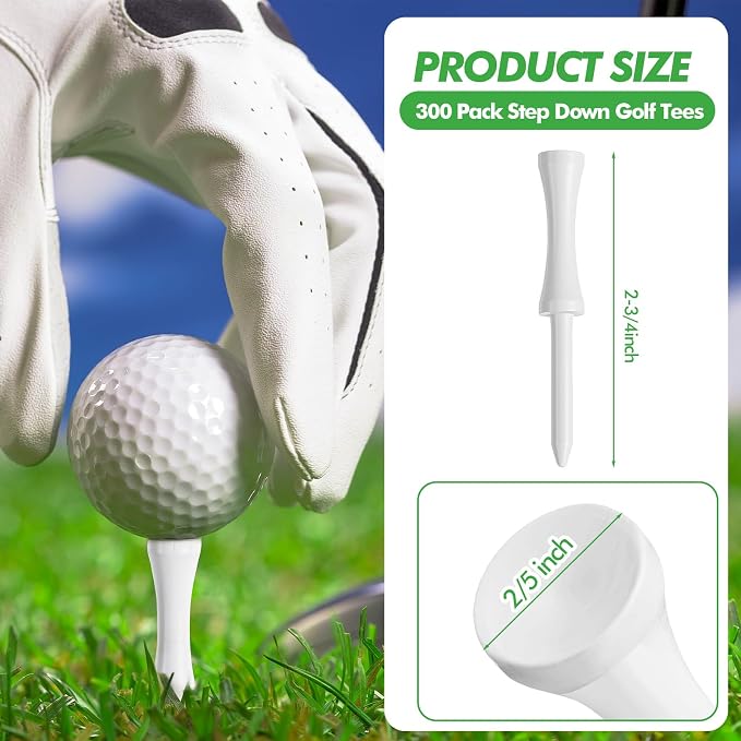 Mudder 300 Pack Step Down Golf Tees Wooden 2-3/4 Inch Bulk Bamboo Golf Castle Tees for Practice Accessories