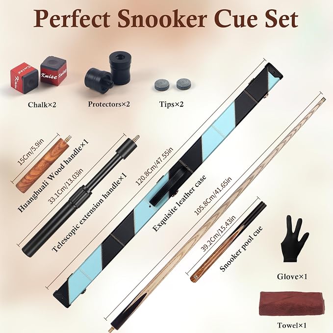 Kmise 57 inch Pool Cue, 19oz Cue Stick with 9.5mm Professional Tip, Handcraft, Made of Chacate Preto Wood, Bar or House Use for Men or Women, Pool Sticks for Adults