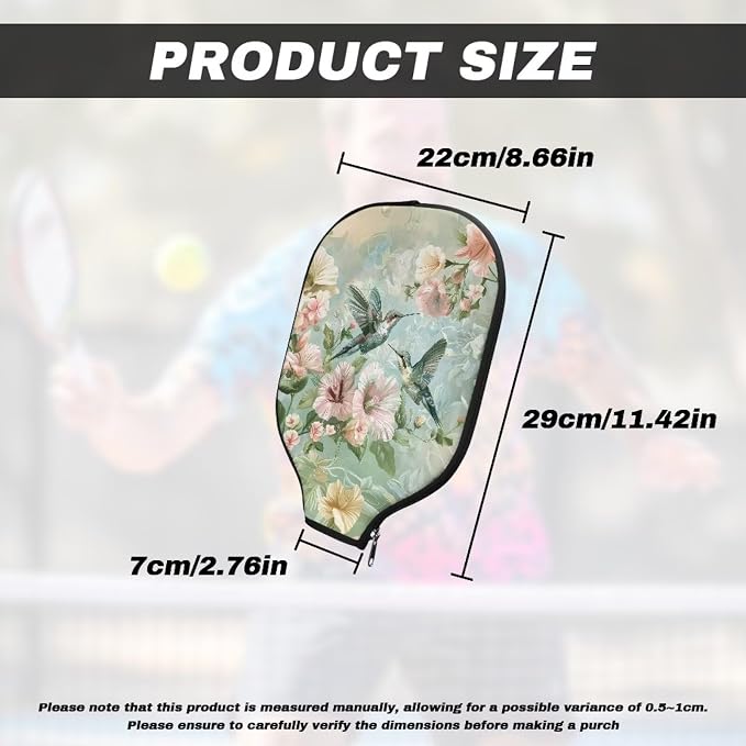 Hummingbird Pickleball Paddle Covers Only Pickle Ball Paddle Cover Pack of 4 Neoprene Pickleball Racket Sleeve with Zippered Pickleball Sports Equipment Case Fits Most Paddle