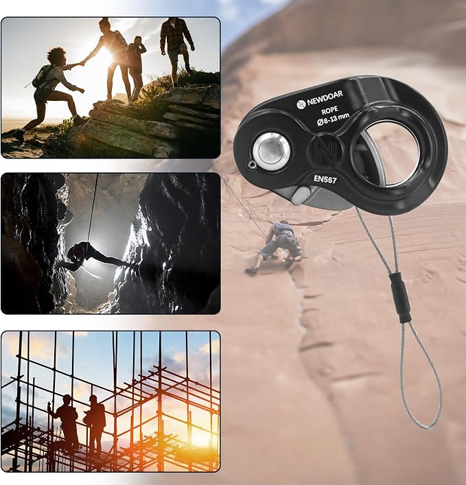 NewDoar Rope Grab Lightweight Rope Clamp Ascender Riser Adjuster Fits 8-13mm Rope Self-Locking Grip for Rock Climbing,Protection Rescue,Rappelling,Gear Equipment-Sharp Teeth