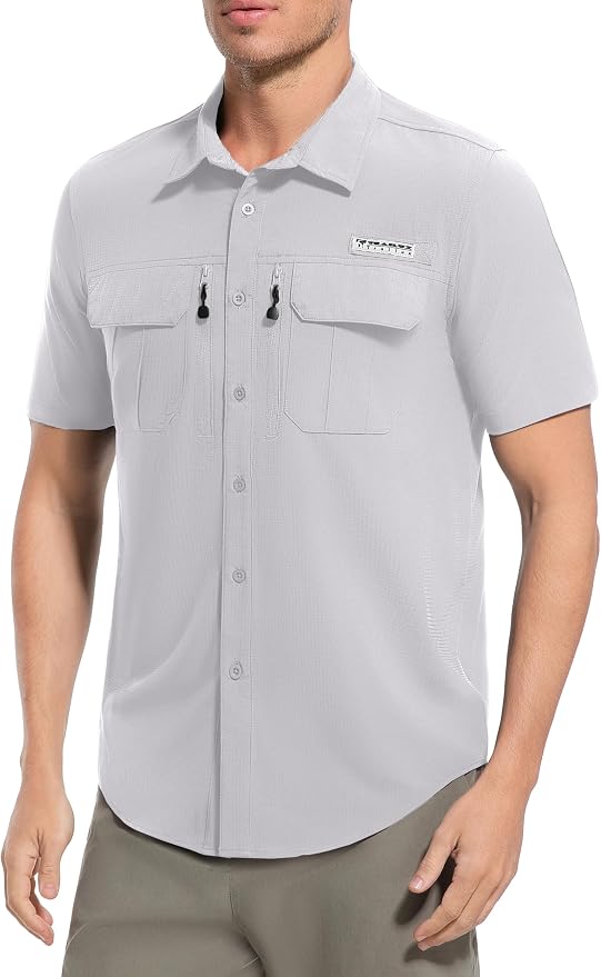 Men's Outdoor Sun Protection Shirts Short Sleeve Quick Dry Lightweight Breathable UPF50 Hiking Fishing Travel Camping